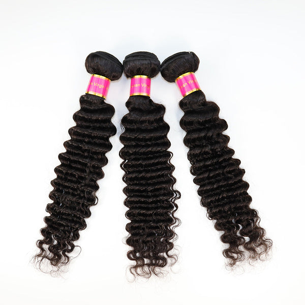 10A Deep Wave 100% Virgin Human Hair Wholesale Bundle Natural Black (100grams/bundle)