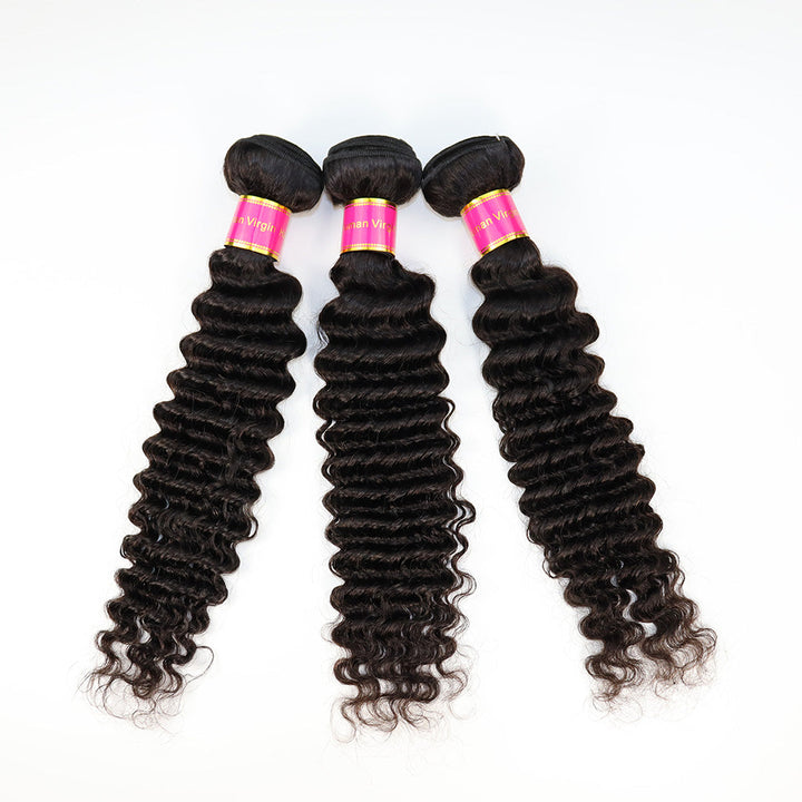 10A Deep Wave 100% Virgin Human Hair Wholesale Bundle Natural Black (100grams/bundle)
