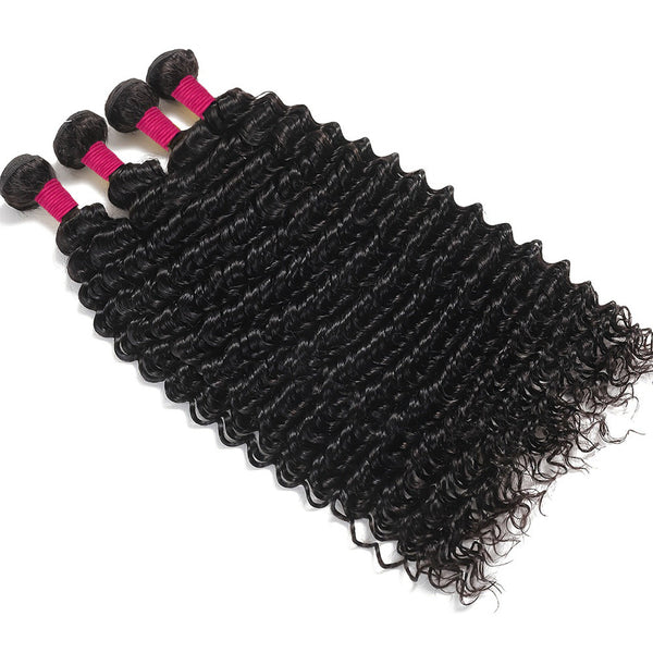 10A Deep Wave 100% Virgin Human Hair Wholesale Bundle Natural Black (100grams/bundle)