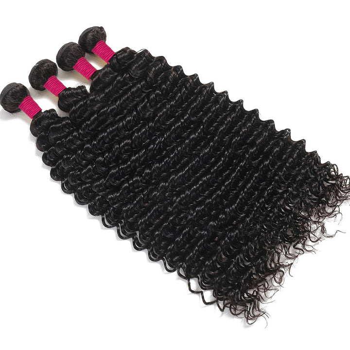 10A Deep Wave 100% Virgin Human Hair Wholesale Bundle Natural Black (100grams/bundle)