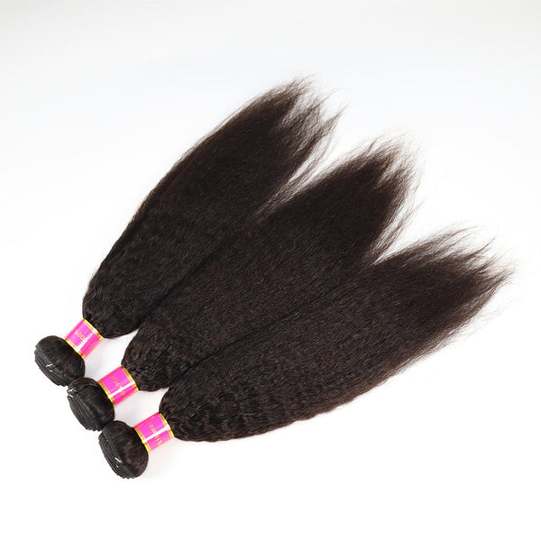 10A Kinky Straight 100% Virgin Human Hair Wholesale Bundle Natural Black (100grams/bundle)