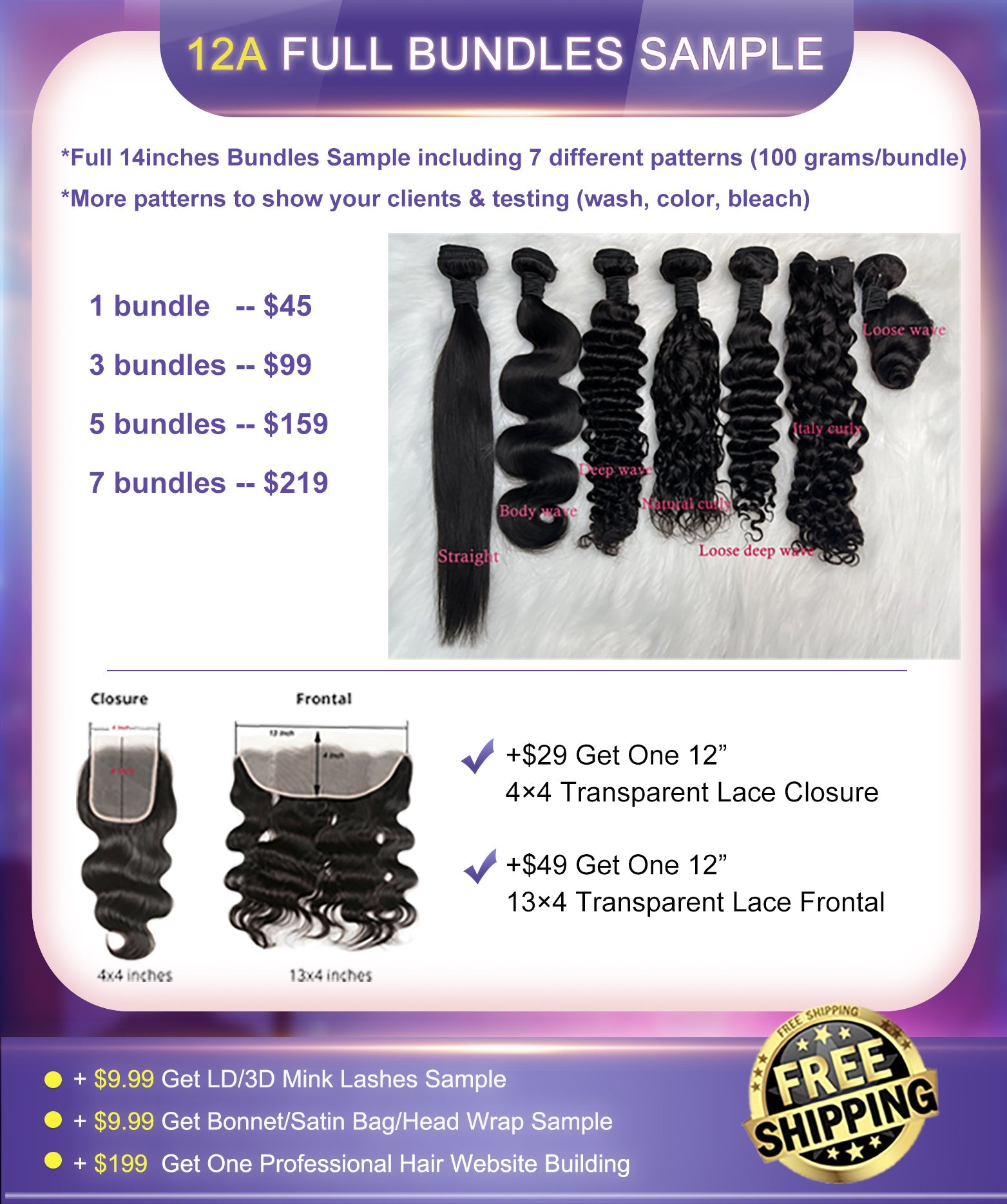 Free Shipping 100 Grams 12A Full Bundles Sample(7 Different Patterns f ...