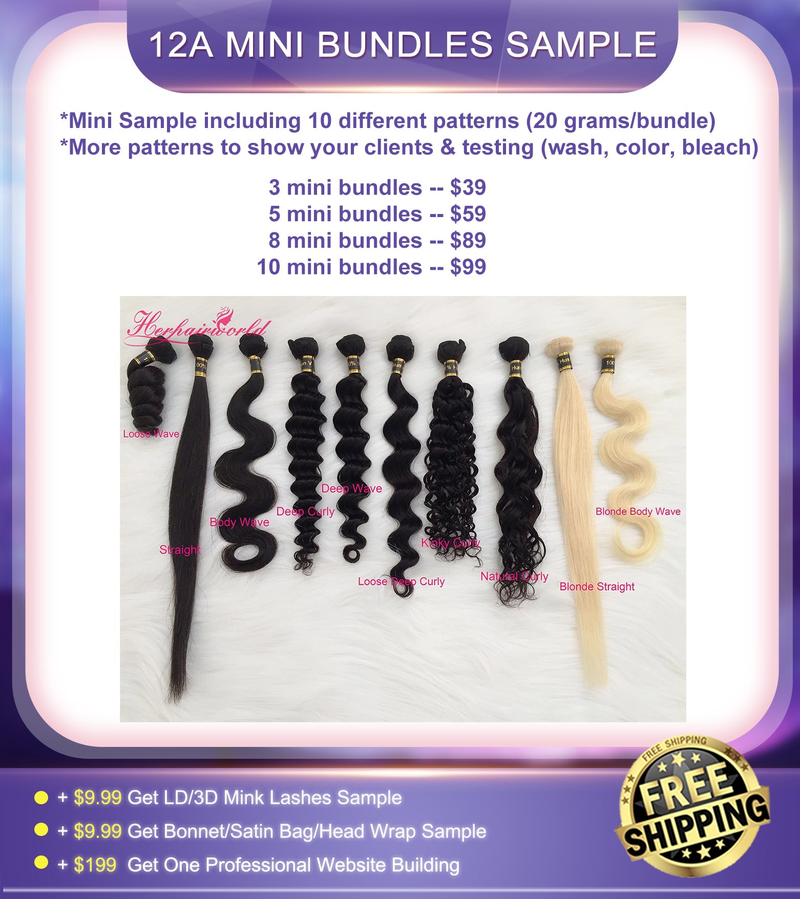 Free Shipping 20 Grams 12A Mini Bundles Sample(10 Different Patterns f ...