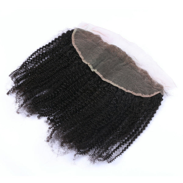 Kinky Curly 13*4 Transparent Lace Frontal #1B Natural Black