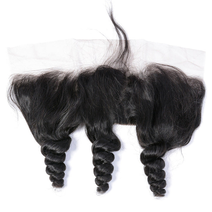 Loose Wave 13*4 Transparent Lace Frontal #1B Natural Black