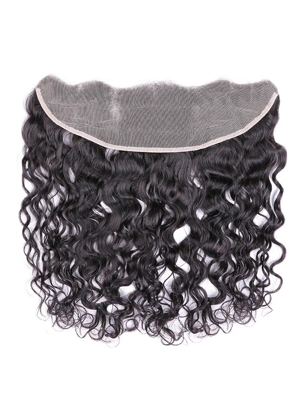 Natural Curly 13*4 Transparent Lace Frontal #1B Natural Black