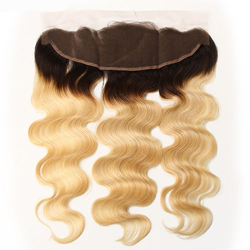 Wholesale Ombre Platinum Blonde #1B/613 Body Wave 13*4 Transparent Lace Frontal
