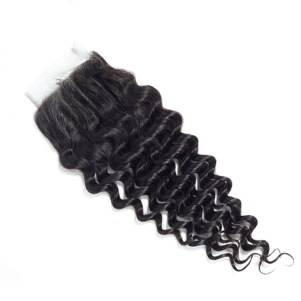 Deep Wave 4*4 Transparent Lace Closure #1B Natural Black
