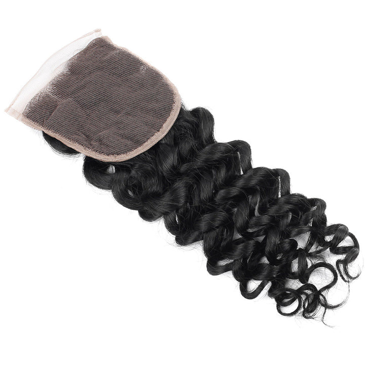 Italy Curly 4*4 Transparent Lace Closure #1B Natural Black