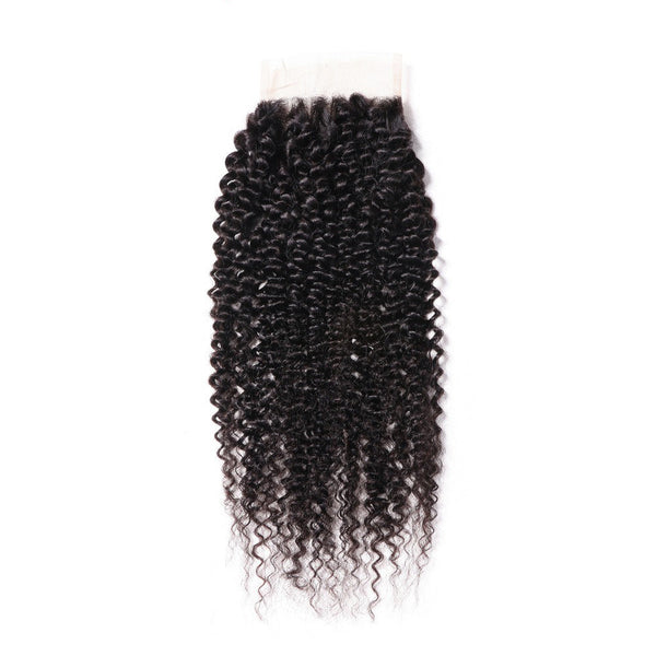 Kinky Curly 4*4 Transparent Lace Closure #1B Natural Black