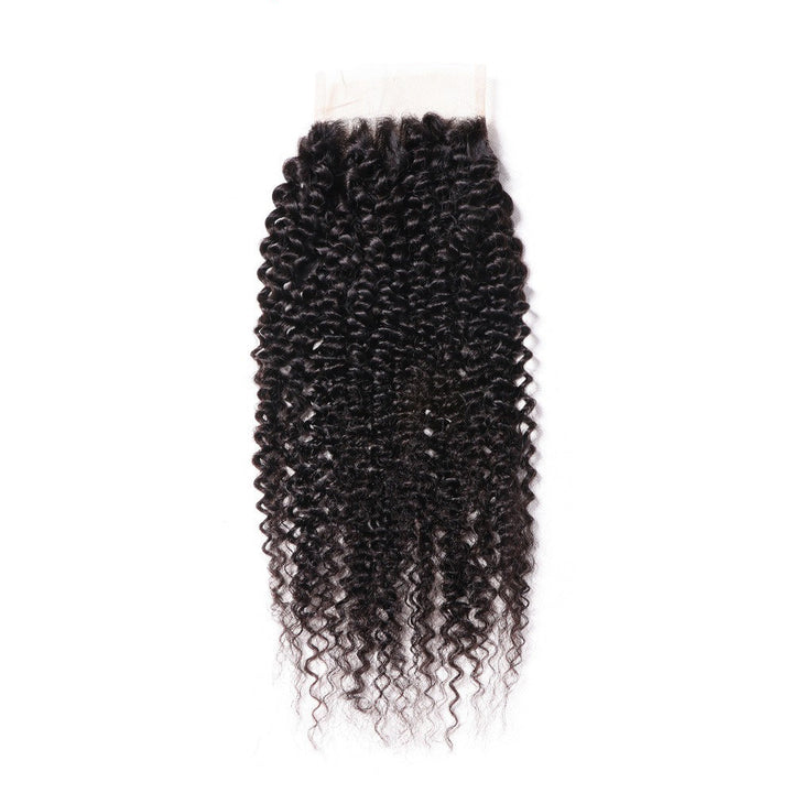 Kinky Curly 4*4 Transparent Lace Closure #1B Natural Black