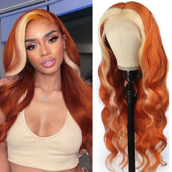 Blond Front/Orange Back #613/350 Highlight Full 13*4 Frontal Lace Wig Straight