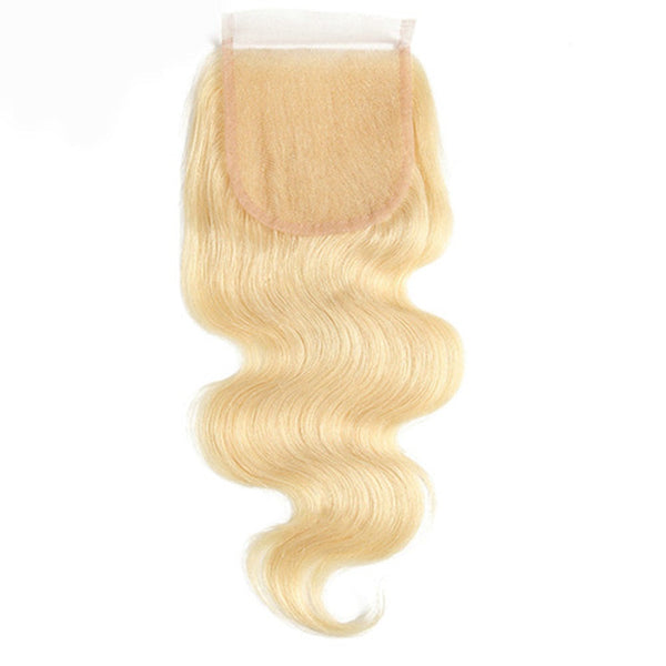 Wholesale  Platinum Blonde Hair #613 Body Wave 4*4 Transparent Lace Closure