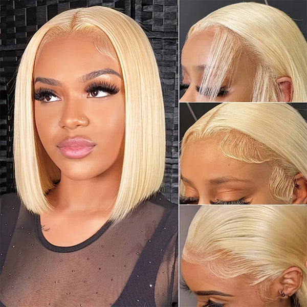 #613 Straight Full 13x4 Frontal transparent Lace Bob Style Wig  Blonde Color Wig