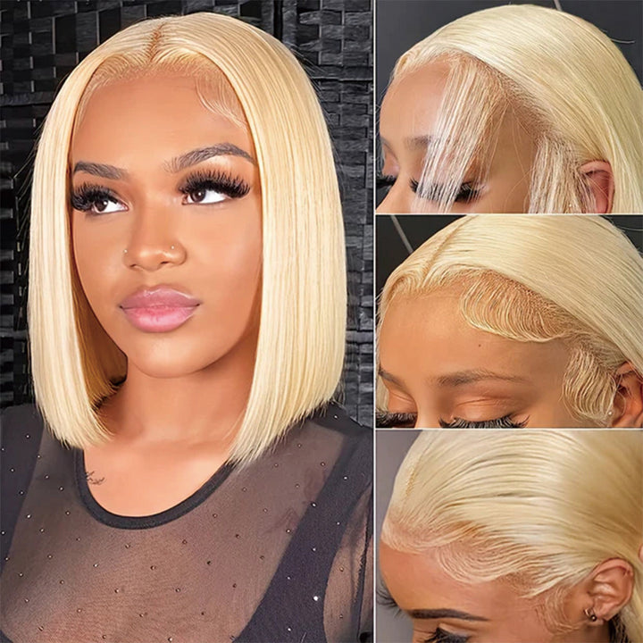 #613 Straight Full 13x4 Frontal transparent Lace Bob Style Wig  Blonde Color Wig