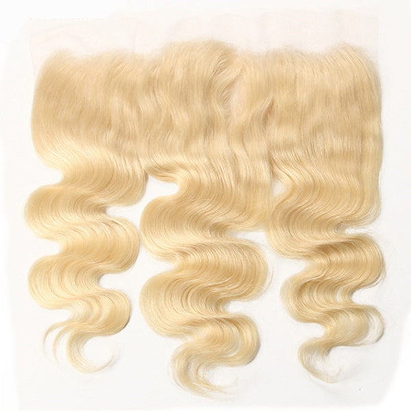 Wholesale  Platinum Blonde Hair #613 Body Wave 13*4 Transparent Lace Frontal