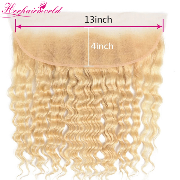 Wholesale  Platinum Blonde Hair #613 Deep Wave 13*4 Transparent Lace Frontal