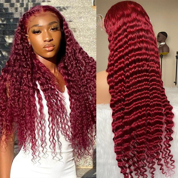 #99J Depp Wave Full 13x4 Frontal transparent Lace Wig