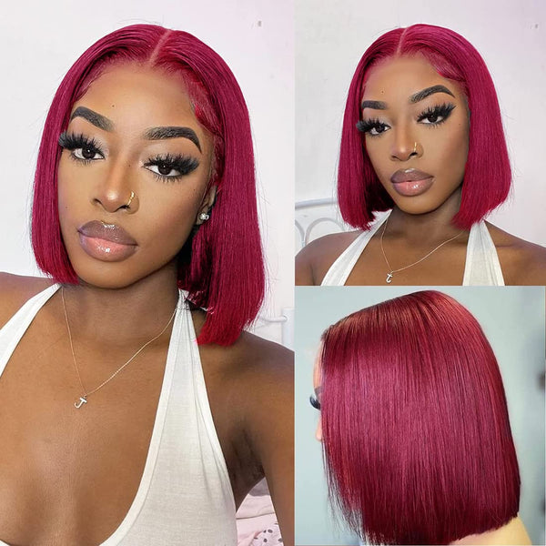 #99J Straight Full 13x4 Frontal transparent Lace Bob Style Wig