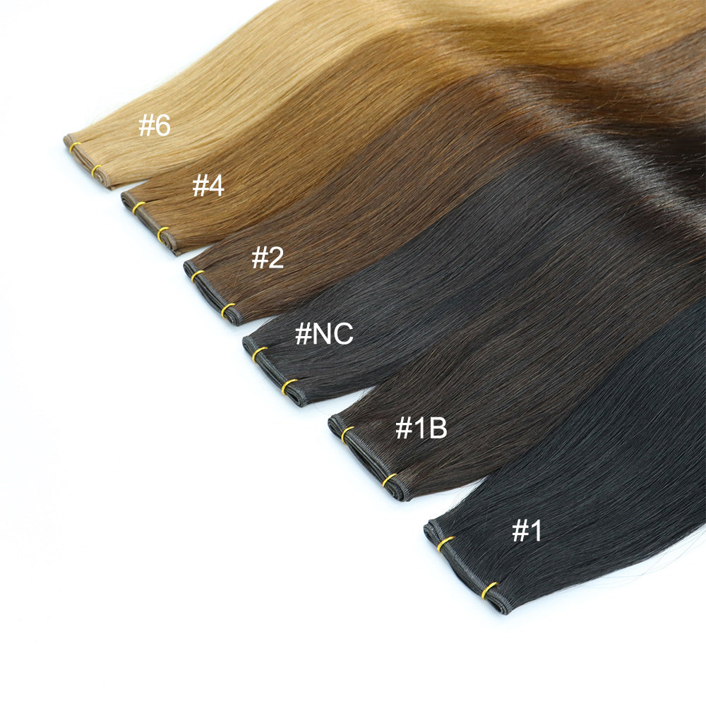 Dark Color Straight Seamless Invisible Genius Weft 100% Human Remy Hai ...