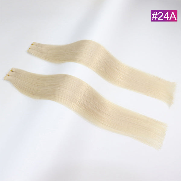 #24A Straight Seamless Invisible Genius Weft 100% Human Remy Hair Hair Extensions Light Color (50grams/pcs)x2 Total 100g