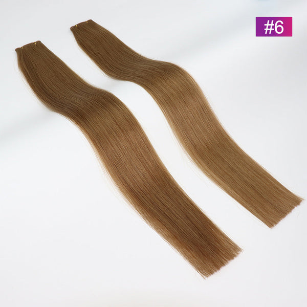 #6 Straight Seamless Invisible Genius Weft 100% Human Remy Hair Hair Extensions Dark Color (50grams/pcs)x2 Total 100g