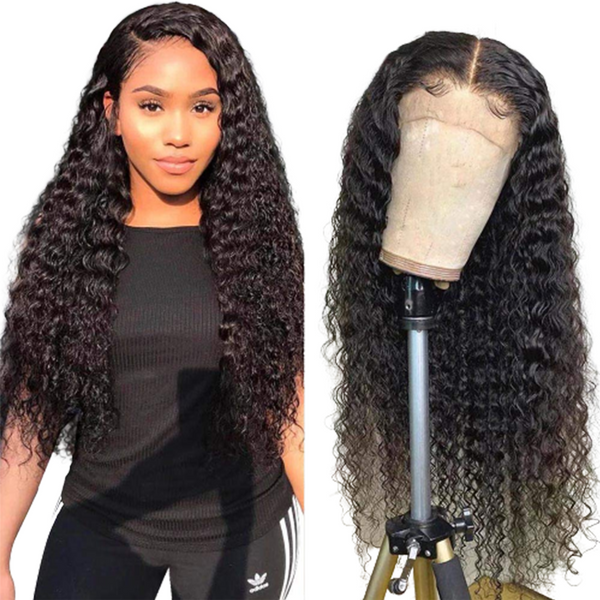 Deep Wave Full 13x4 Frontal HD Lace Wig #1B Natural Black