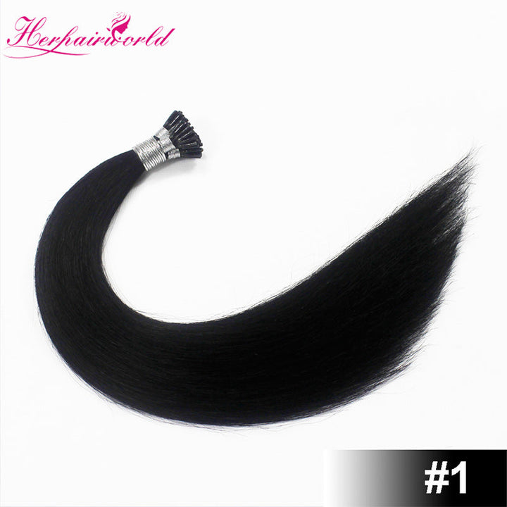 #1 Jet Black Stick Hair I Tip Remy Hair Extension Straight Dark Color (100pcs - 100g£©