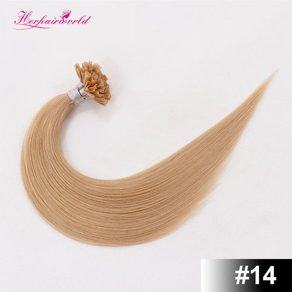 #14 Dark Blonde Stick Hair U TIP Remy Hair Extension Straight Light Color (100pcs - 100g£©