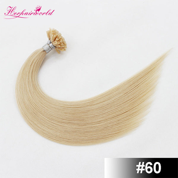 #60 White Blonde Stick Hair U TIP Remy Hair Extension Straight Light Color (100pcs - 100g£©