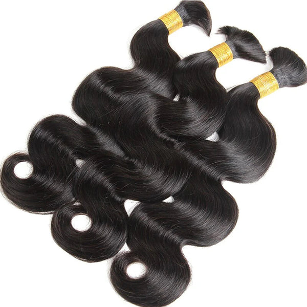 Body Wave Bulk Human Hair  Natural Black #1B Braiding Hair