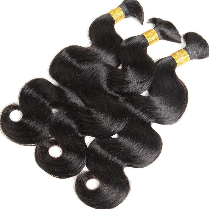 Body Wave Bulk Human Hair  Natural Black #1B Braiding Hair