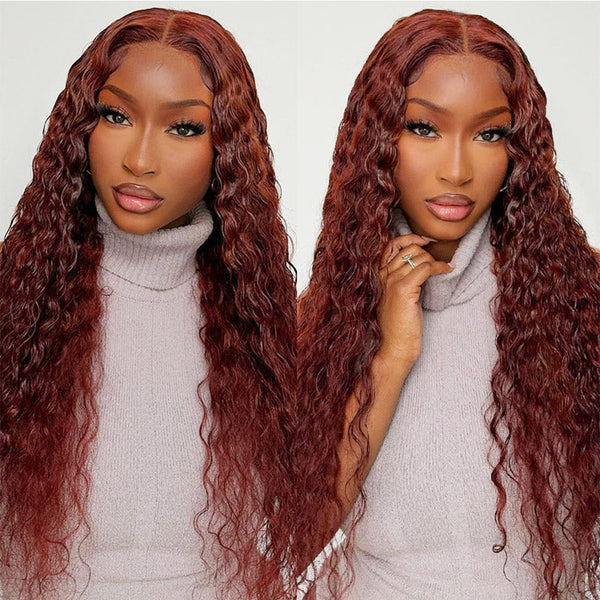 Deep Wave Bulk Human Hair Dark Auburn #33 Braiding Hair