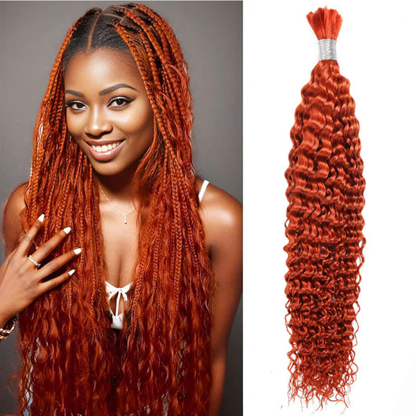 Deep Wave Bulk Human Hair  Ginger #350 Braiding Hair