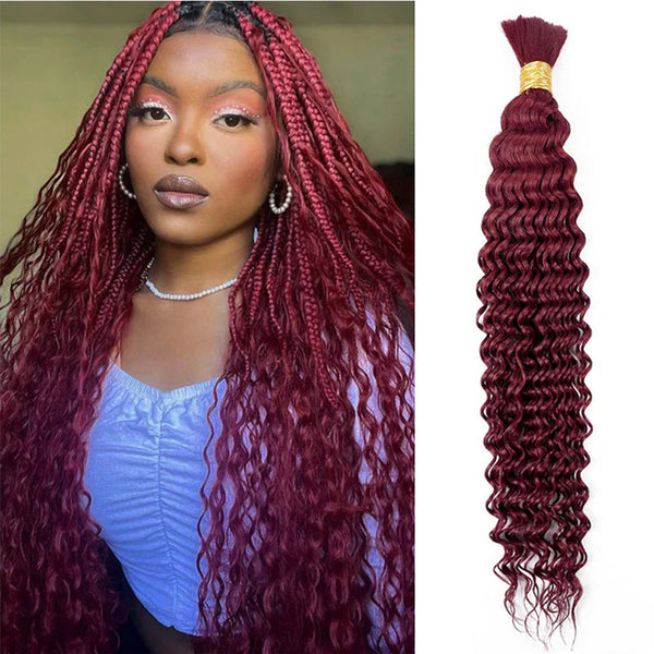 Deep Wave Bulk Human Hair  #99J Braiding Hair