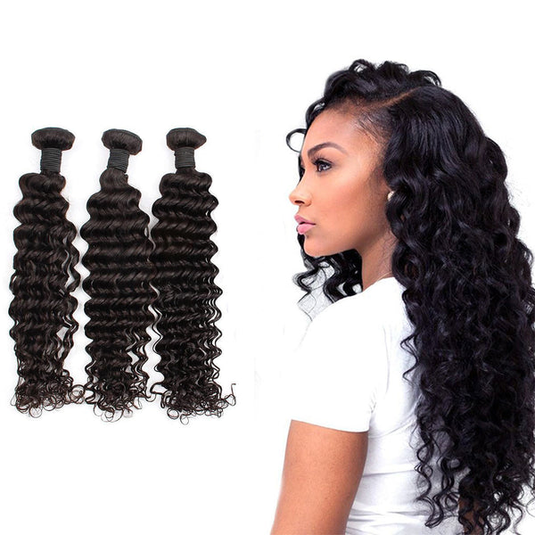 Wholesale Luxury 12A+ Deep Wave 100% Virgin Human Hair Bundle(100grams/bundle) Natural Black