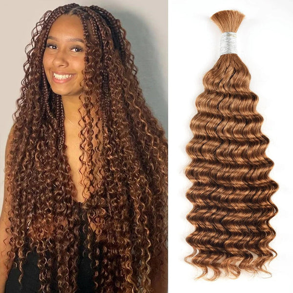 Deep Wave Bulk Human Hair Blonde #30 Braiding Hair