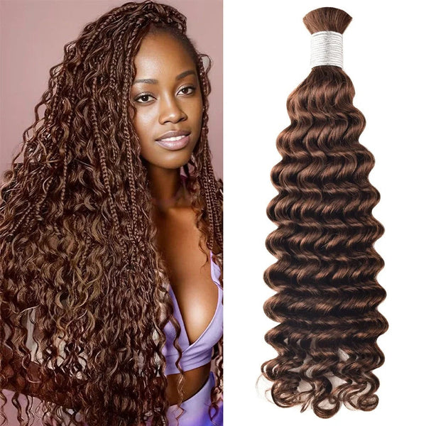 Deep Wave Bulk Human Hair Blonde #4 Braiding Hair