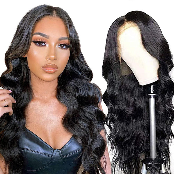 Body Wave Full 13x4 Frontal transparent Lace Wig #1B Natural Black