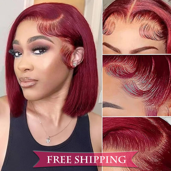 #99J Straight Full 13x4 Frontal transparent Lace Bob Style Wig Color Wig Free Shipping