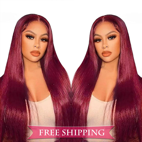 #99J Straight Full 13x4 Frontal transparent Lace Wig Color Wig Free Shipping