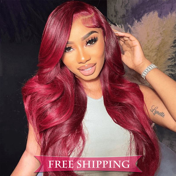 #99J Body Wave Full 13x4 Frontal transparent Lace Wig Color Wig Free Shipping
