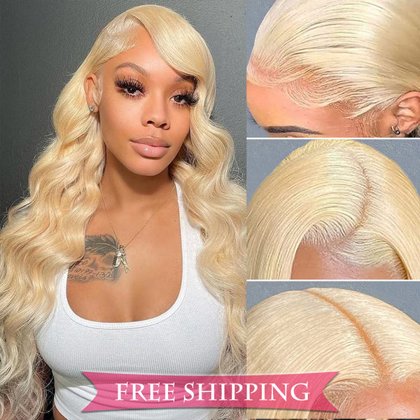 Body Wave #613 Blonde Color Wig Full 13x4 Transparent Frontal Lace Wig Human Hair Free Shipping