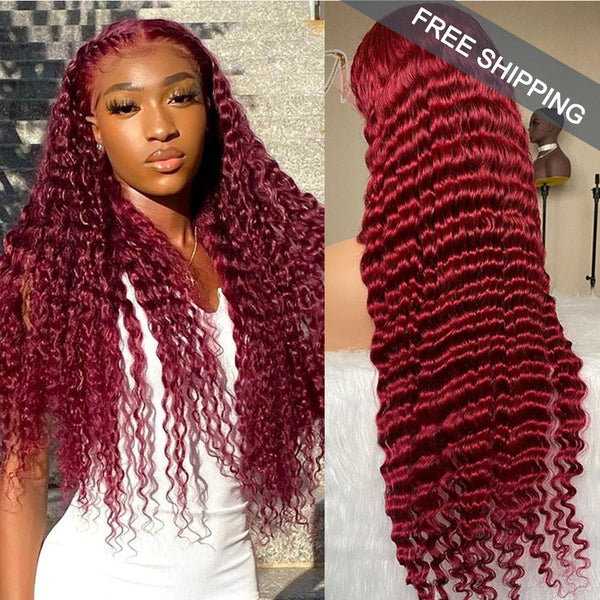 #99J Depp Wave Full 13x4 Frontal transparent Lace Wig
