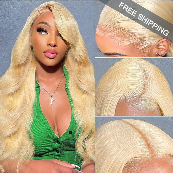 Body Wave #613 Blonde Color Wig Full 13x4 Transparent Frontal Lace Wig Human Hair