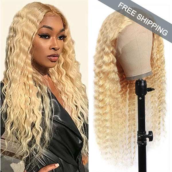 Deep Wave #613 Blonde Color Wig Full 13x4 Transparent Frontal Lace Wig Human Hair
