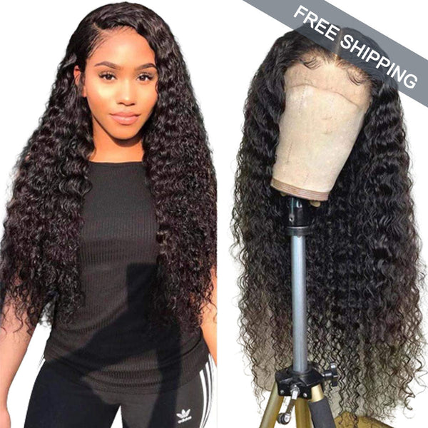Deep Wave Full 13x4 Frontal HD Lace Wig #1B Natural Black