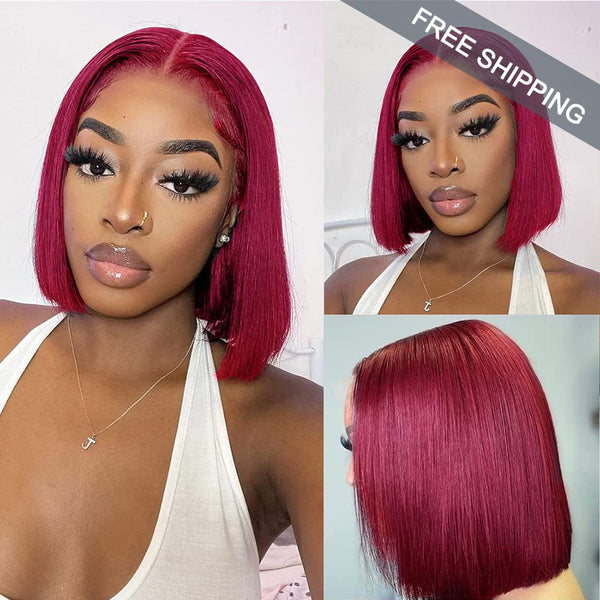 #99J Straight Full 13x4 Frontal transparent Lace Bob Style Wig