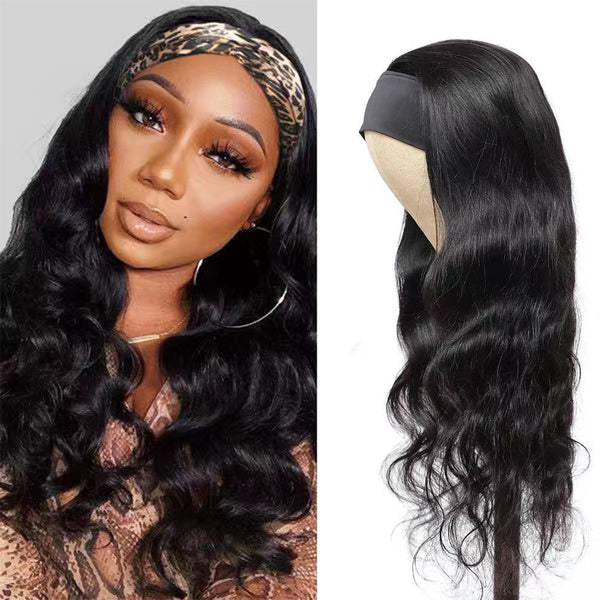 Body Wave #1B Natural Black Flexible 180% Density Beginner Friendly Headband Wig