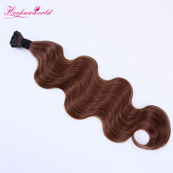 #6 Chestnut Brown Stick Hair I Tip Remy Hair Extension Body Wave Dark Color (100pcs - 100g£©